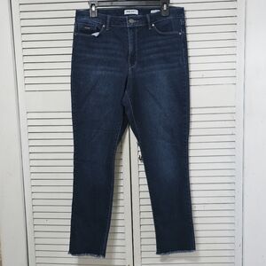Womens Size 12 Nine West High Rise Skinny Dark Blue Denim Distressed Ankle Jeans